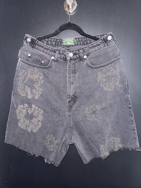 Denim Tears Black Wreath Puffprint Denim Cargo Shorts